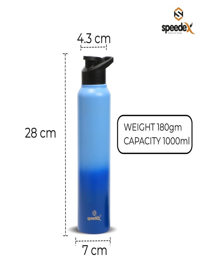 Speedex BIS Certified Stainless Steel Sports/Fridge Water Bottle 1 Ltr with Sipper Cap - 1000ml | For Home, Office, Gym, Men, Womens, Kids - Dual Blue Blue Colour - Set Of 1 - Image 2
